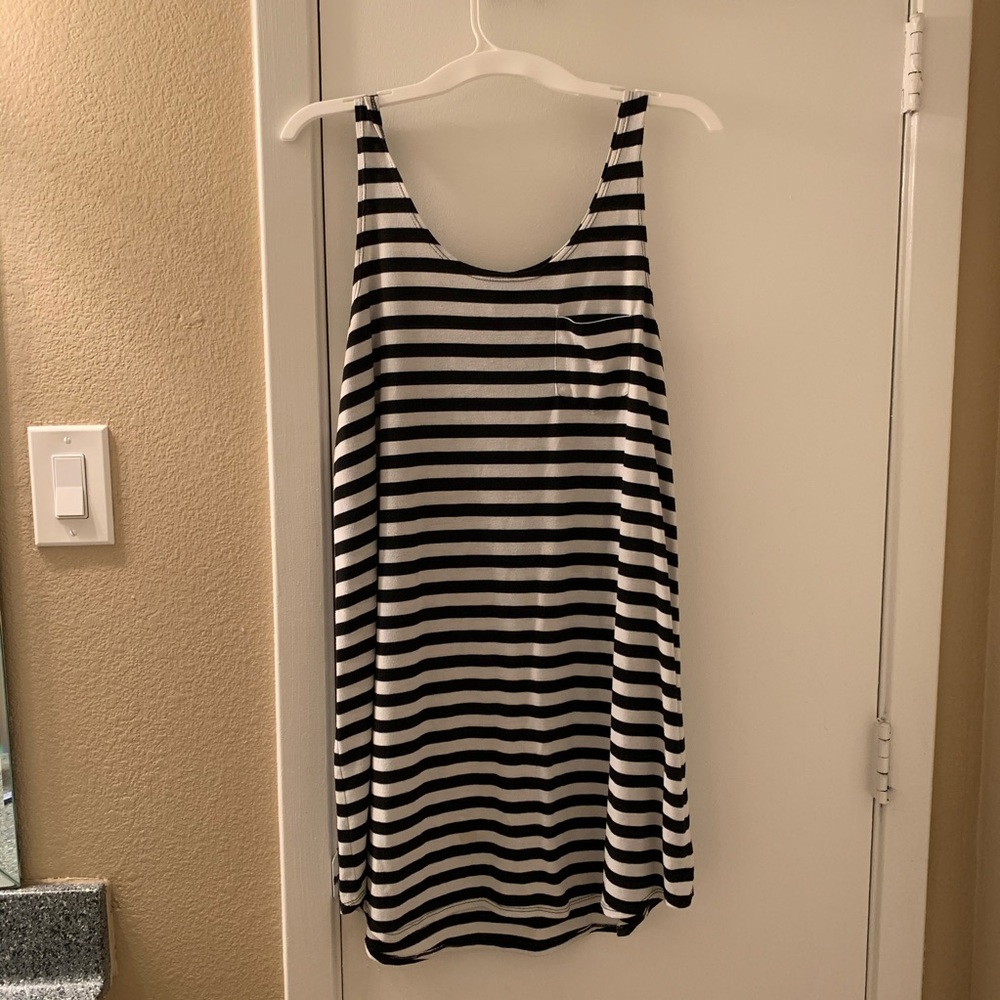 Black and white striped dress